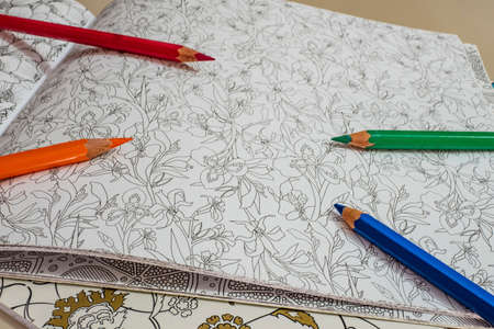 istanbul, turkey-july 27,2020.Mandala art for painting with colored crayons.