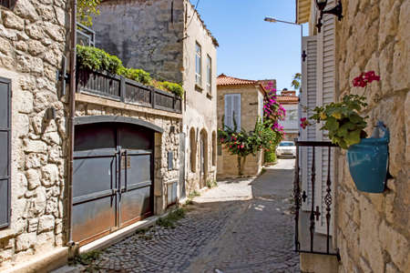 Alacati,izmir,turkey- August 20,2020.Alacati, a touristic place famous for its historical stone...