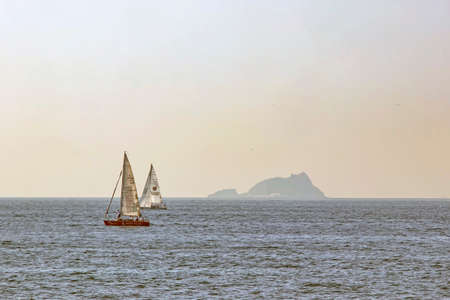 Marmara Sea,istanbul,Turkey-October 4,2020.Seascape and Boats on the Marmara Sea at summer season in...