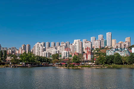 bahcesehir,istanbul,turkey-august 2,2020.bahcesehir with its modern architecture and buildings, green nature and parksのeditorial素材