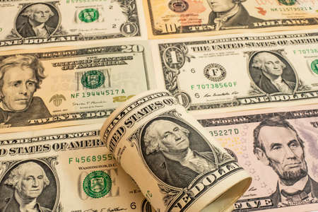 close up USA dollar banknotes