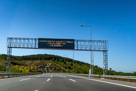 istanbul,turkey-august 29,2020.Istanbul urban and intercity motor vehicle road network and city view.のeditorial素材