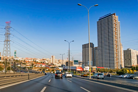 istanbul,turkey-august 29,2020.Istanbul urban and intercity motor vehicle road network and city view.のeditorial素材