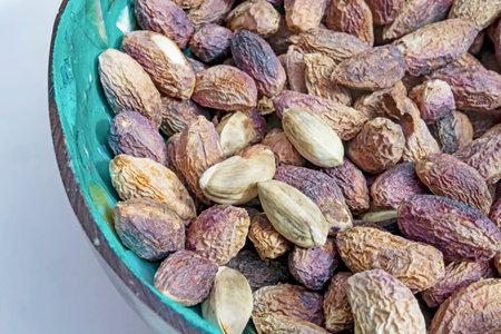shelled pistachios on the plate