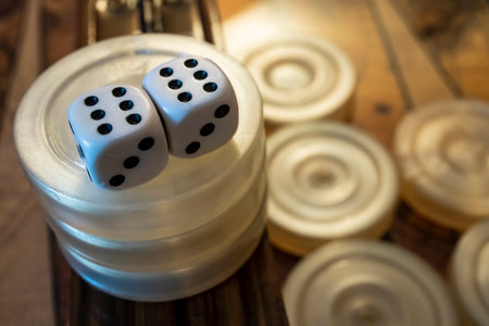 close up backgammon game and dice