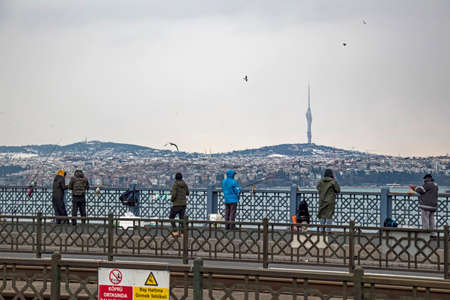 istanbul, turkey-february 18,2021.Istanbul is the dream city between europe and asian continent. Touristic views from old town and istanbul in winter season with its historical and natural beauties.のeditorial素材