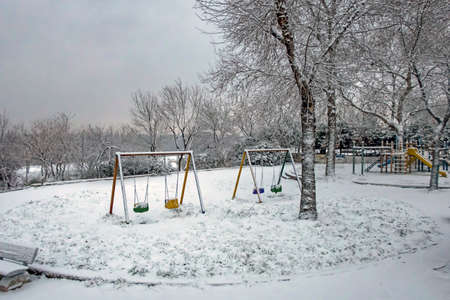 snow scene in winter season and nature.の写真素材