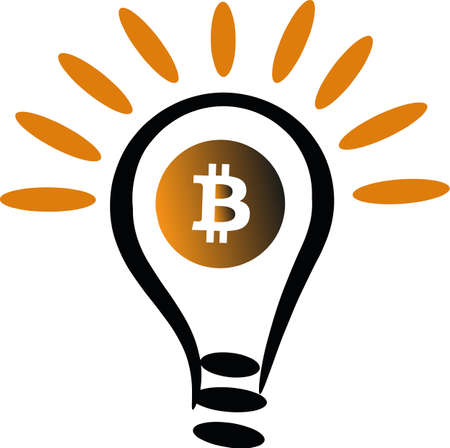 Glow of bitcoin coins like a light bulb.のイラスト素材