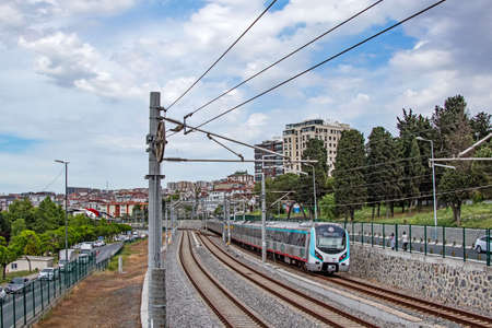 Kanarya, istanbul, Turkey-May 20,2021.Town and nature view from Kucukcekmece lake shore suburban town Kanarya in istanbul.のeditorial素材