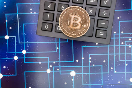 istanbul, turkey-may 21,2021.cryptocurrency mining and bitcoin coin for finance and economy with...