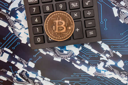 istanbul, turkey-may 21,2021.cryptocurrency mining and bitcoin coin for finance and economy with...