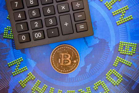 istanbul, turkey-may 21,2021.cryptocurrency mining and bitcoin coin for finance and economy with...