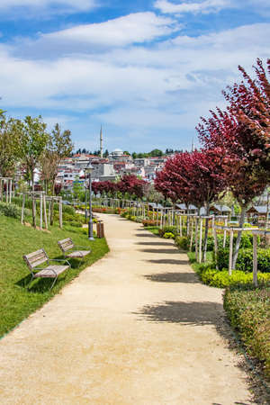 Halkali, istanbul, Turkey- May 20,2021.Spring view from Halkali public park with its nature, green areas and architectural beauties in istanbul.のeditorial素材