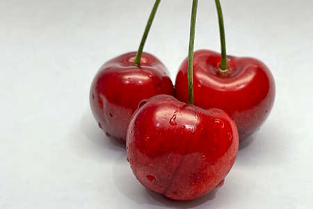 Cherry berries, the most popular fruit of the summer season.の写真素材