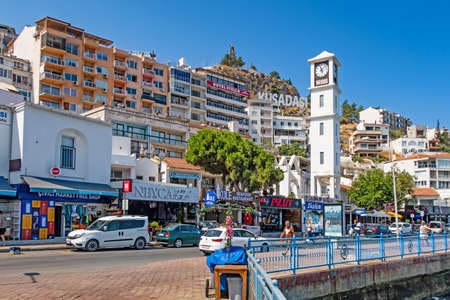 Kusadasi,Aydin,Turkey- July 25,2021.Kusadasi, one of the important tourism resorts of Turkey. The view from the old city and the town center with its historical and natural beauties in summer.のeditorial素材