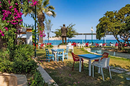 Kusadasi,Aydin,Turkey- July 25,2021.Kusadasi, one of the important tourism resorts of Turkey. The view from the old city and the town center with its historical and natural beauties in summer.のeditorial素材