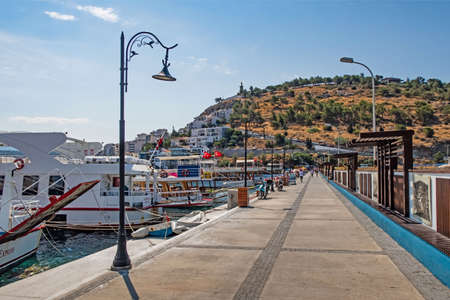 Kusadasi,Aydin,Turkey- July 25,2021.Kusadasi, one of the important tourism resorts of Turkey. The view from the old city and the town center with its historical and natural beauties in summer.のeditorial素材