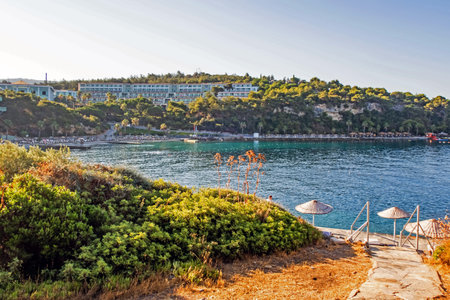 Kusadasi,Aydin,Turkey- July 19,2021.The view from Pinebay holiday village and resort in Kusadasi, in the sea and nature and summer session.のeditorial素材