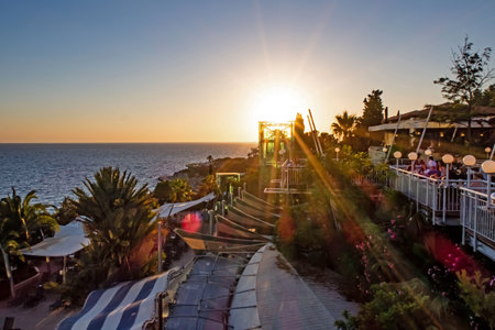Kusadasi,Aydin,Turkey- July 20,2021.The view from Pinebay holiday village and resort in Kusadasi, in the sea and nature and summer session.のeditorial素材