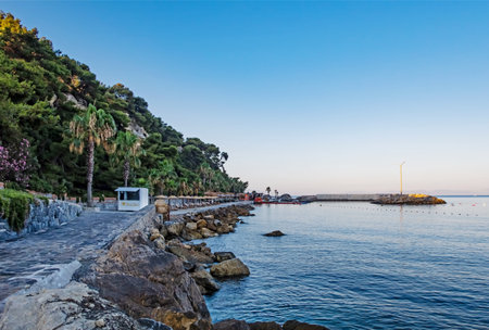 Kusadasi,Aydin,Turkey- July 20,2021.The view from Pinebay holiday village and resort in Kusadasi, in the sea and nature and summer session.のeditorial素材