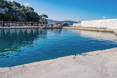 Kusadasi,Aydin,Turkey- July 20,2021.The view from Pinebay holiday village and resort in Kusadasi, in the sea and nature and summer session.のeditorial素材