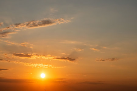 Dramatic sky, clouds and morning sun