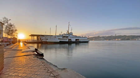istanbul,turkey-august 18,2021. bosporus view,landscape and cityscape from karakoy district in early morning time in istanbul.のeditorial素材