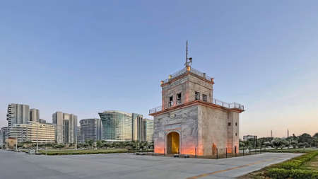 Atakoy,istanbul,Turkey-August 20,2021. The historical Ottoman structure inside the Baruthane Public Park in Atakoy,istanbulのeditorial素材