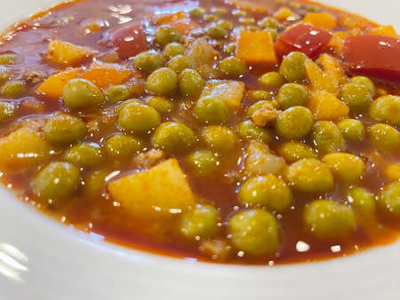 delicious traditional turkish food, peas with potatoesの写真素材