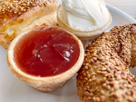 delicious traditional turkish meal delicacies, morning turkish breakfastの写真素材