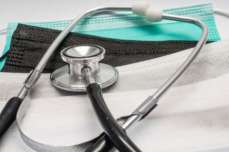 masks and stethoscope for human health and pandemic