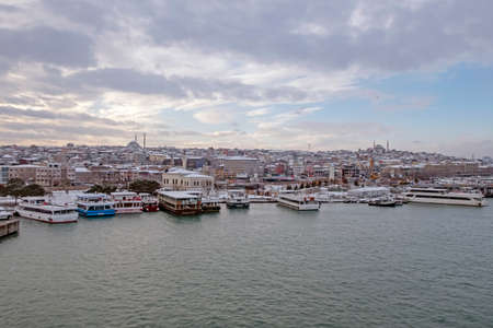 istanbul,Turkey-January 25,2022.Istanbul is the dream city between the continents of Europe and Asia. City view with modern, historical and natural beauties from the historical peninsula in winter .のeditorial素材