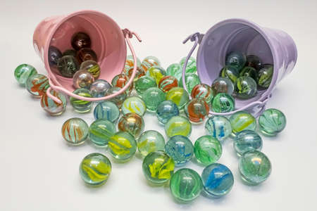 close up colored glass marble ball