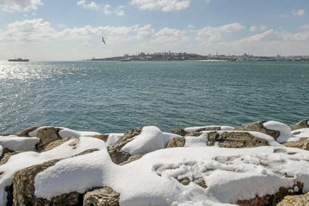 istanbul,Turkey-March 11,2022.The city view from Uskudar, the historical district on the Asian side and on the side of the Bosphorus in winter season.のeditorial素材