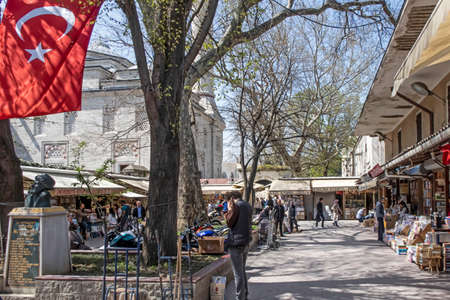 Beyazt,istanbul,Turkey.April 15,2022.Beyazt district and square with its historical buildings and structures is in the spring season for tourists and visitors.のeditorial素材