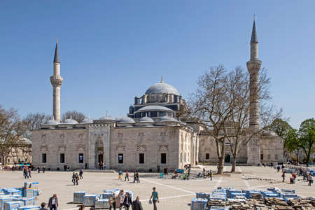 Beyazt,istanbul,Turkey.April 15,2022.Beyazt district and square with its historical buildings and structures is in the spring season for tourists and visitors.のeditorial素材
