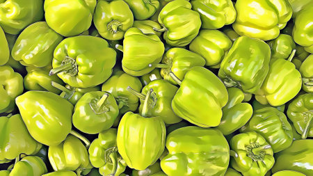 close up green bell peppers