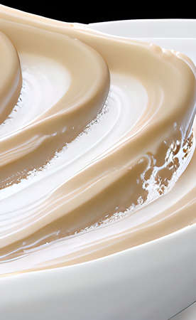 close up melted white chocolate drippingの写真素材