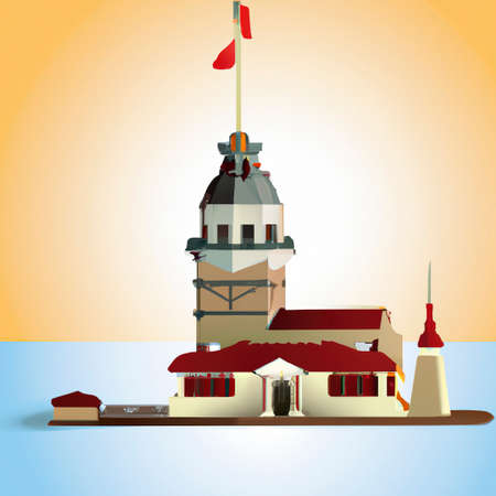 touristic landmark of istanbul, maiden's towerのイラスト素材