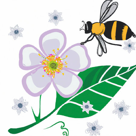 Close up bee on a flower in natureのイラスト素材