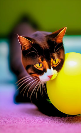 Cat playing with ball at home