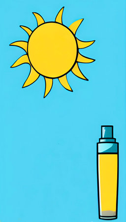 summer beach background, hot summer and sunscreen lotions and creams