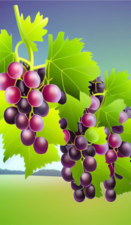 grapes on the vine in natureのイラスト素材