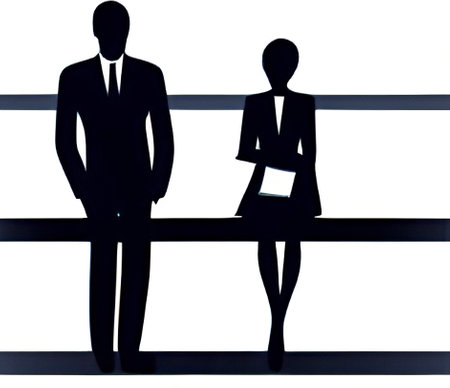 business world and silhouettes of people in officeのイラスト素材