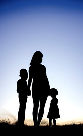 parents and children silhouetteのイラスト素材