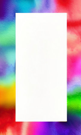 Blank sheet of paper on rainbow background with space for your messageの写真素材