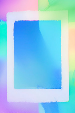 Photo frame on multicolored abstract background with copy space for text