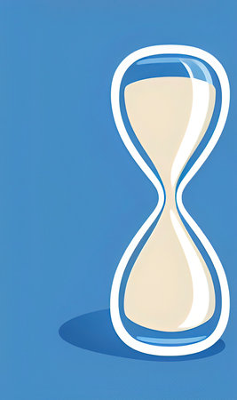 Hourglass on a blue background. The concept of time and deadline.