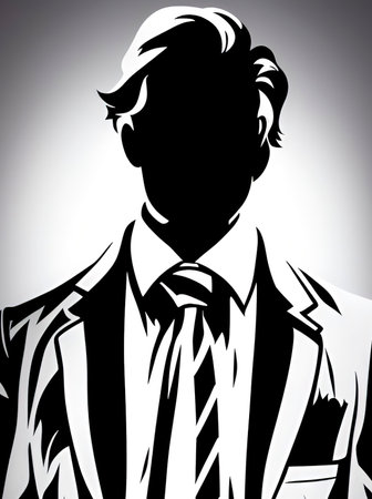Businessman in a suit - vector illustration. black and white.の写真素材