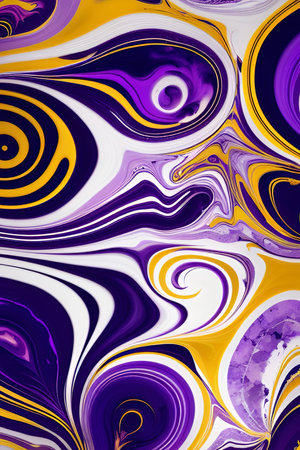 abstract background with violet, yellow, purple and purple swirlsの写真素材